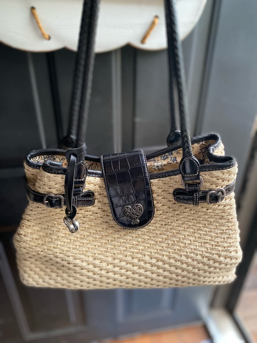 Vintage Brighton Woven Straw Shoulder Tote